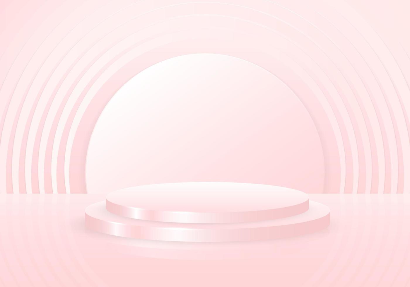 Abstract 3D studio podium display of living coral pastel color gradient design. vector