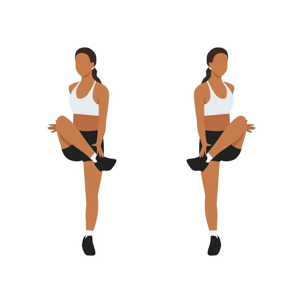 Woman doing Fingertip to toe jacks exercise. Flat vector illustration isolated on white background