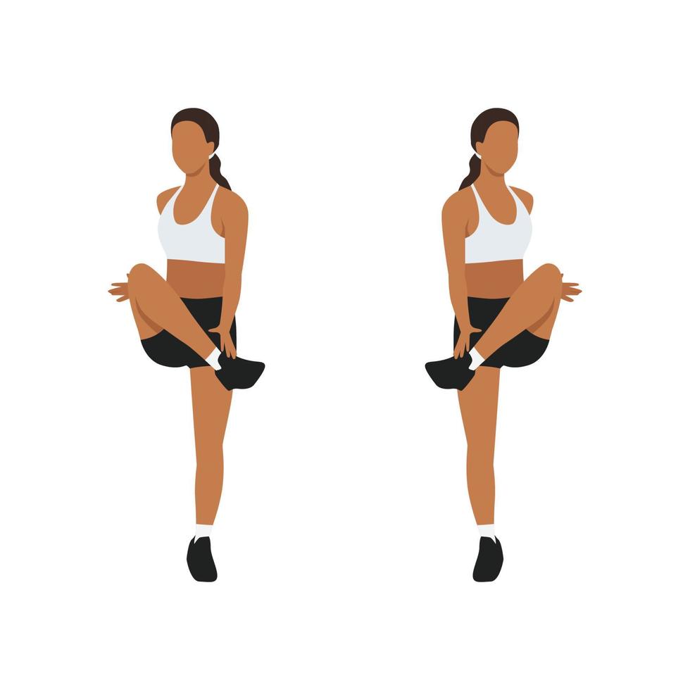 Woman doing Fingertip to toe jacks exercise. Flat vector illustration isolated on white background