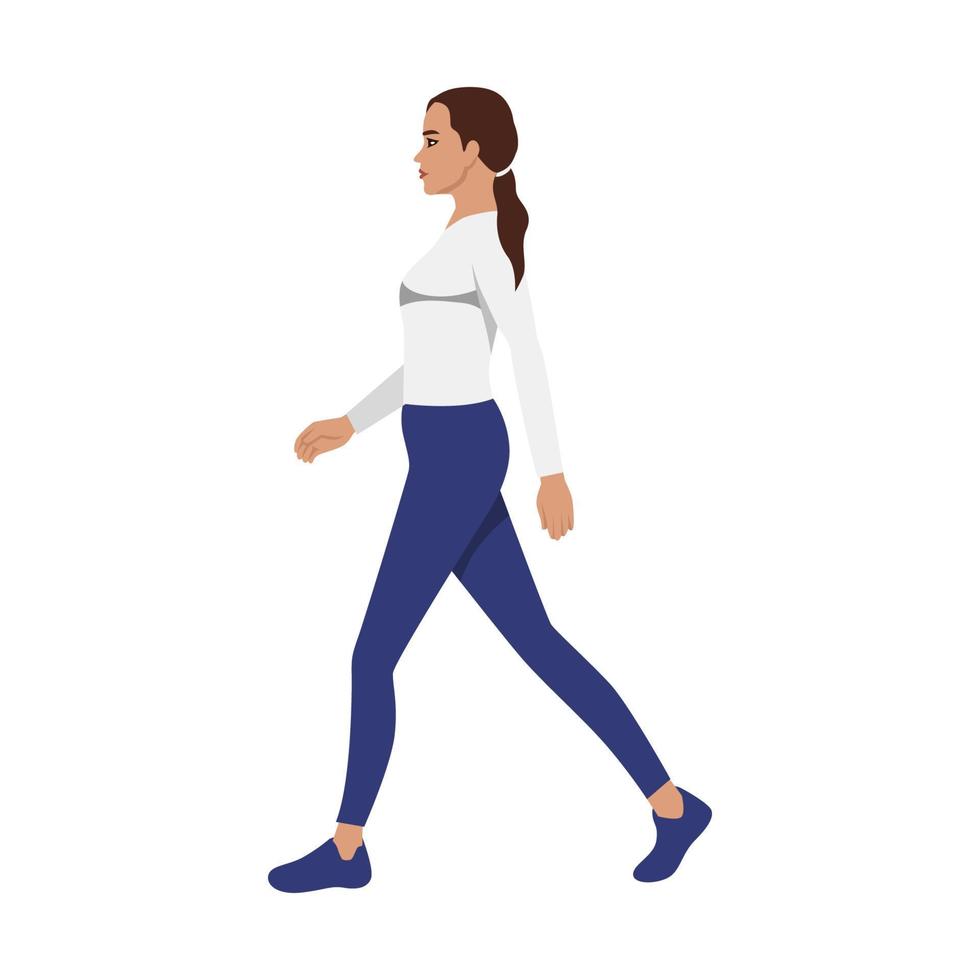 ilustración conceptual diseño gráfico vectorial de una mujer caminando para entrenamiento cardiovascular. diseño vectorial vector