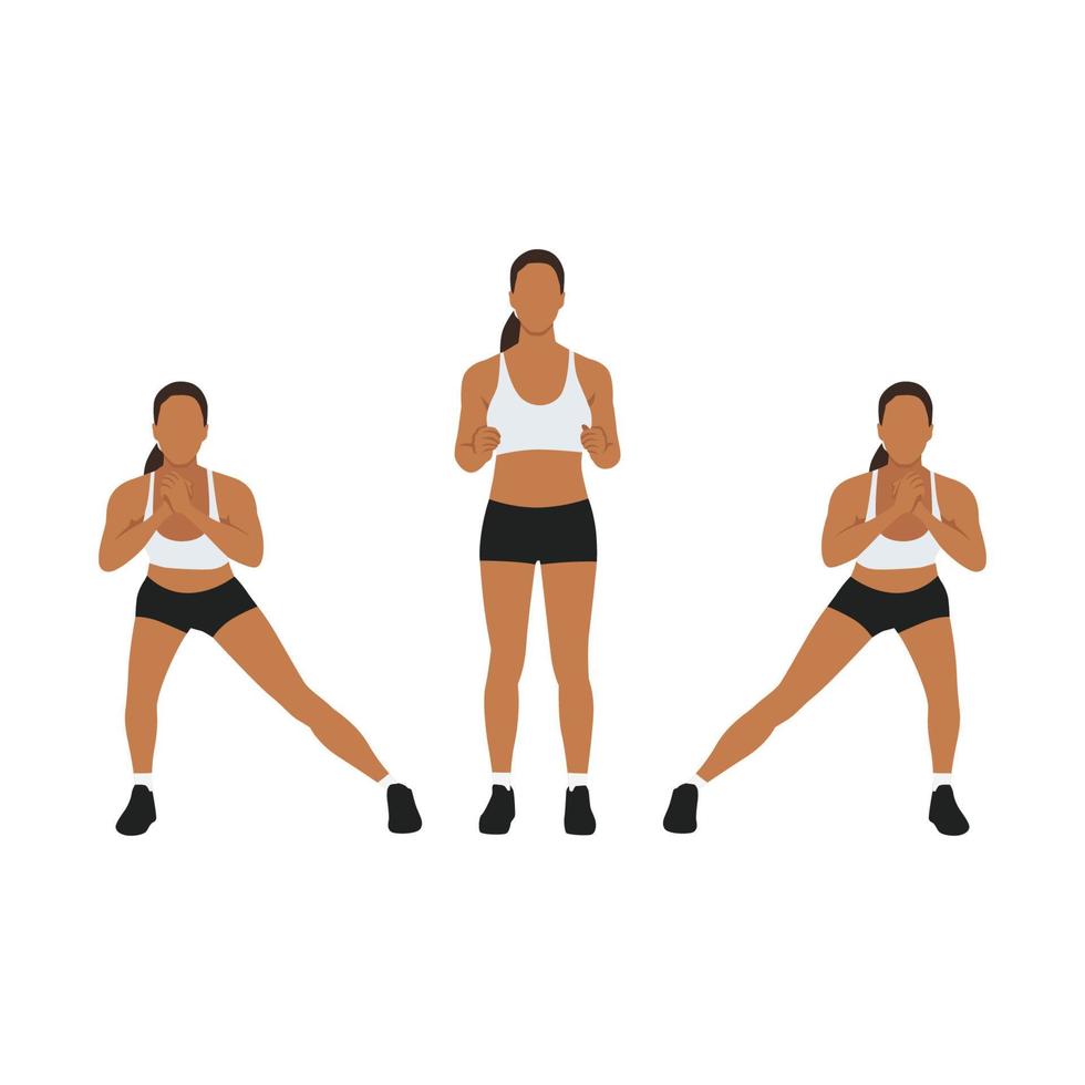 Woman doing Alternating side lunge exercise. Flat vector illustration isolated on white background