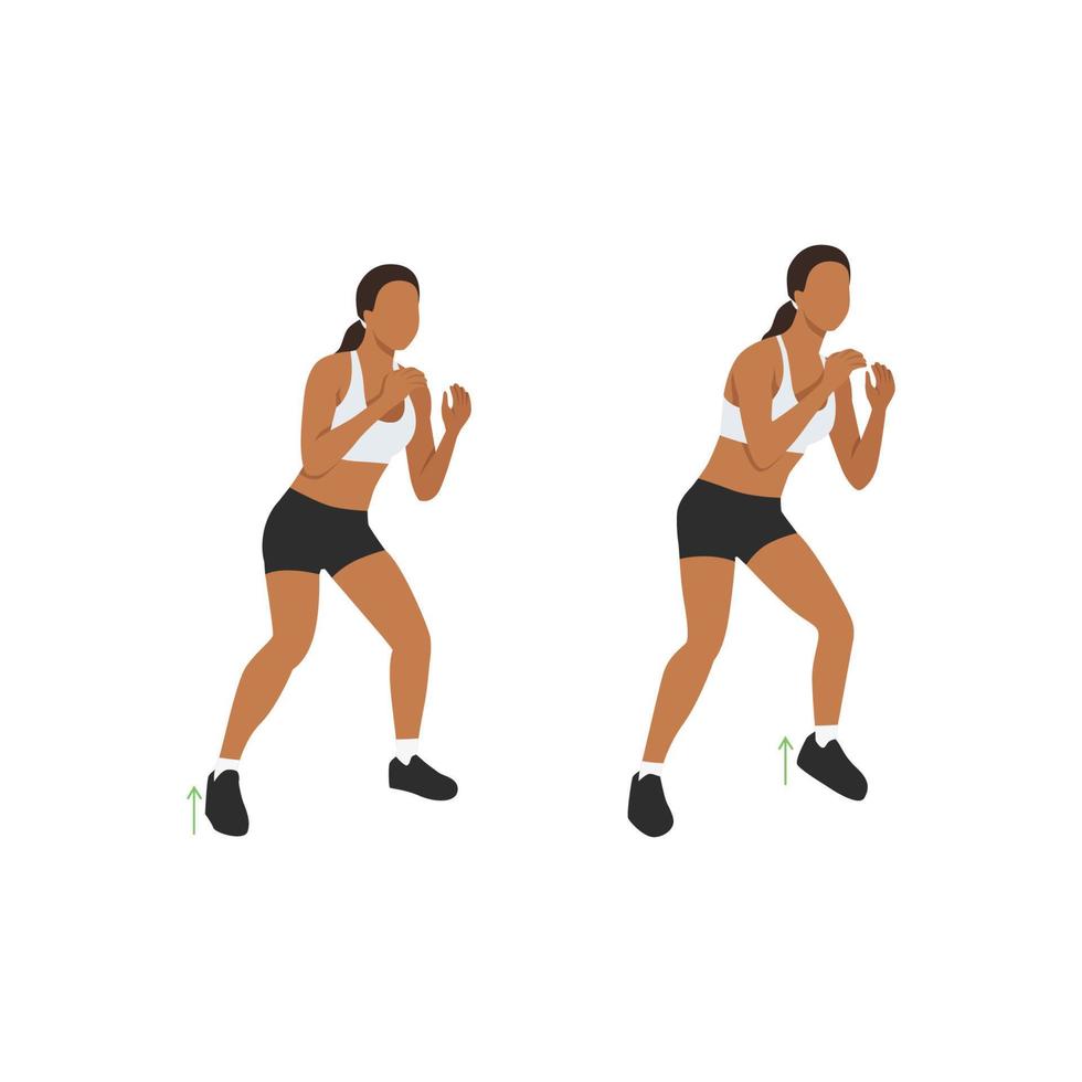 Woman doing quick feet exercise. Flat vector illustration isolated on white background