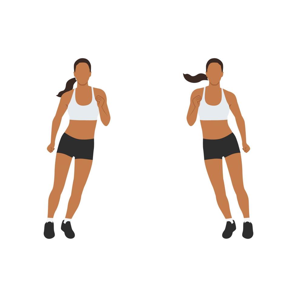 Woman doing Side to side hops exercise. Flat vector illustration