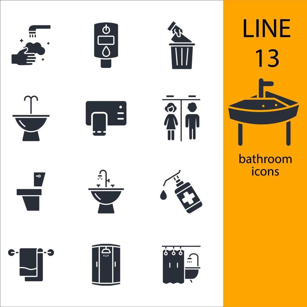 conjunto de iconos de baño. elementos de vector de símbolo de paquete de baño para web de infografía