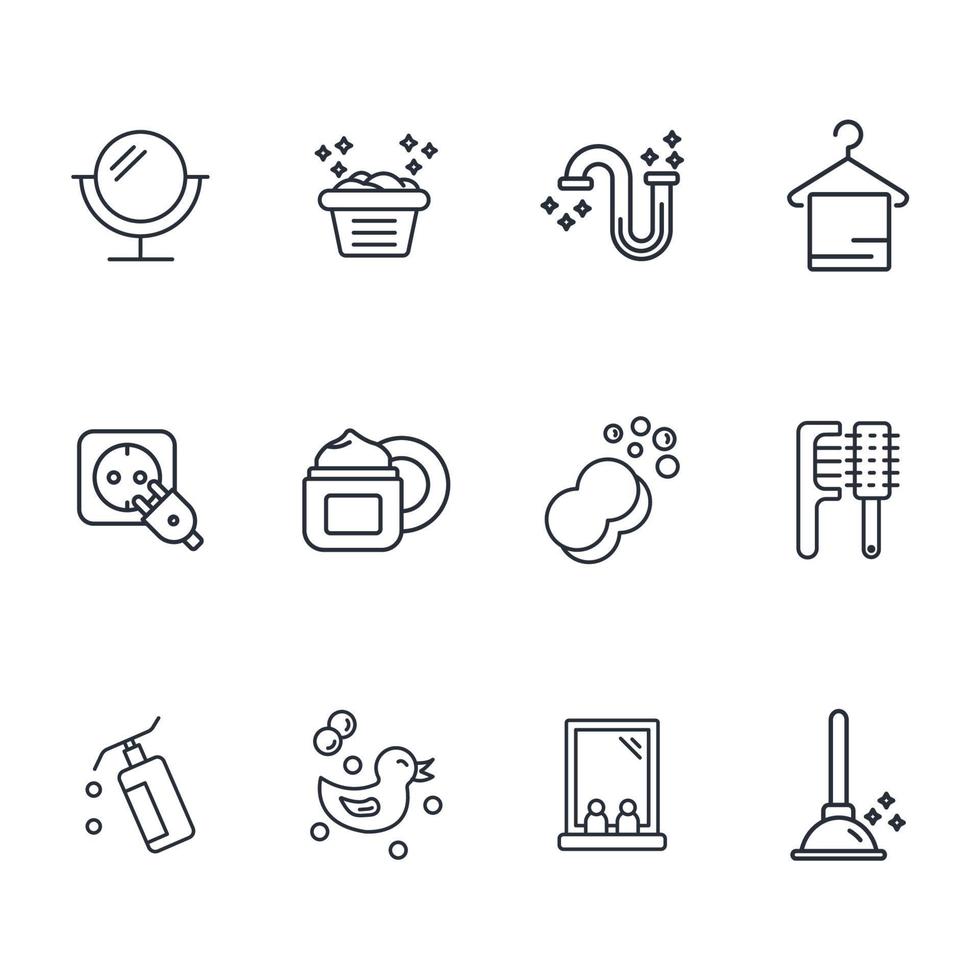 conjunto de iconos de baño. elementos de vector de símbolo de paquete de baño para web de infografía