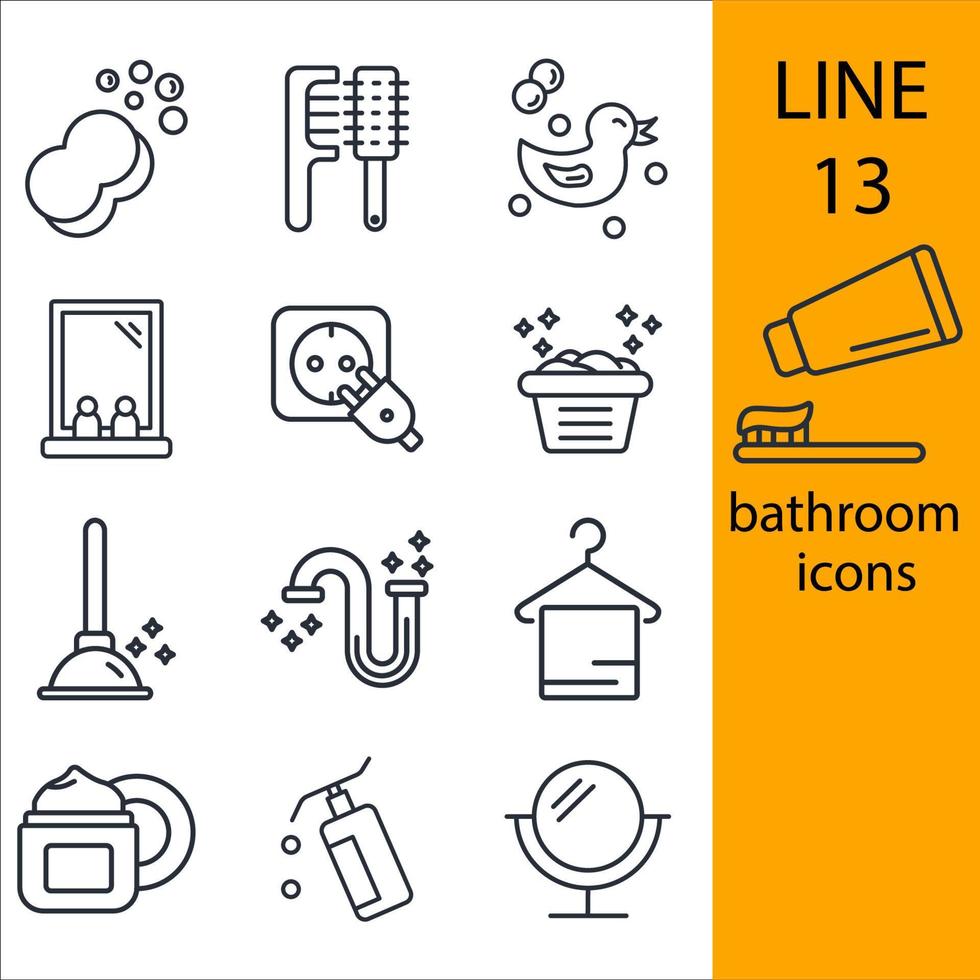 conjunto de iconos de baño. elementos de vector de símbolo de paquete de baño para web de infografía