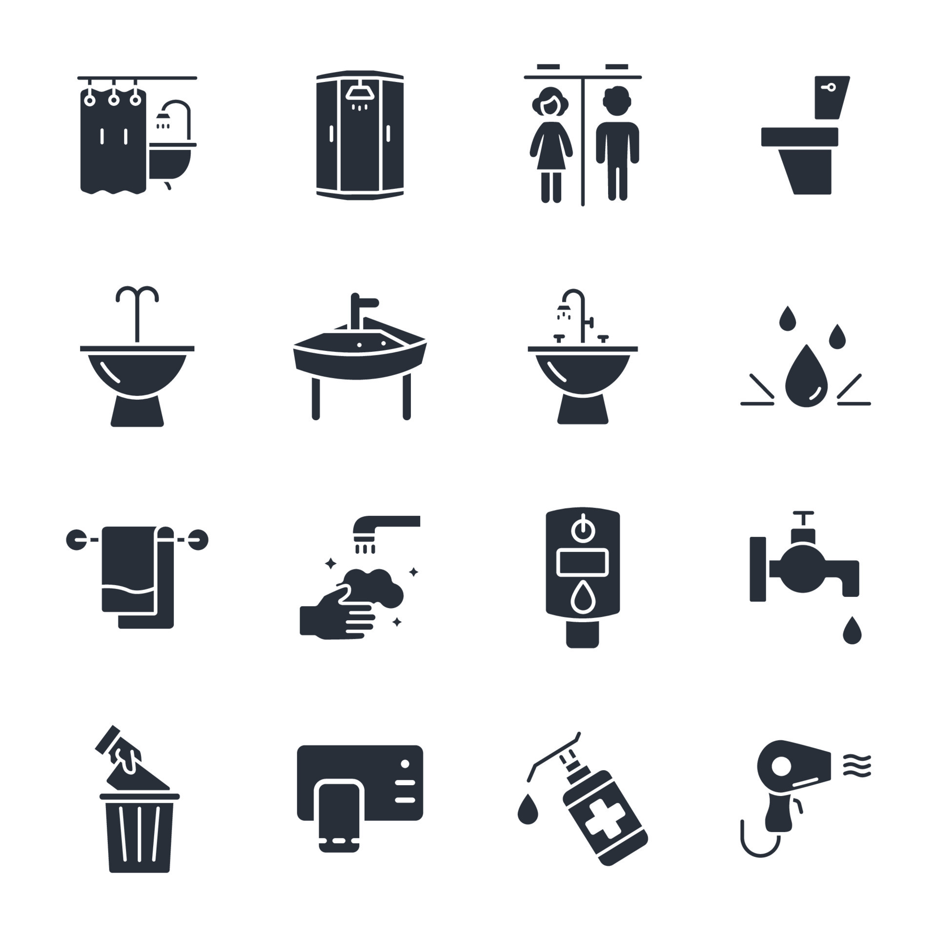 bathroom icons set . bathroom pack symbol vector elements for