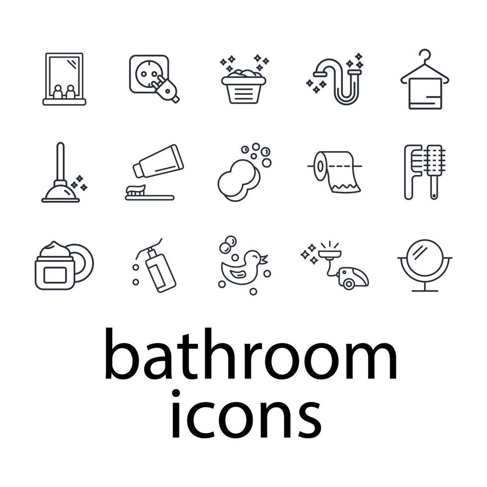 conjunto de iconos de baño. elementos de vector de símbolo de paquete de baño para web de infografía