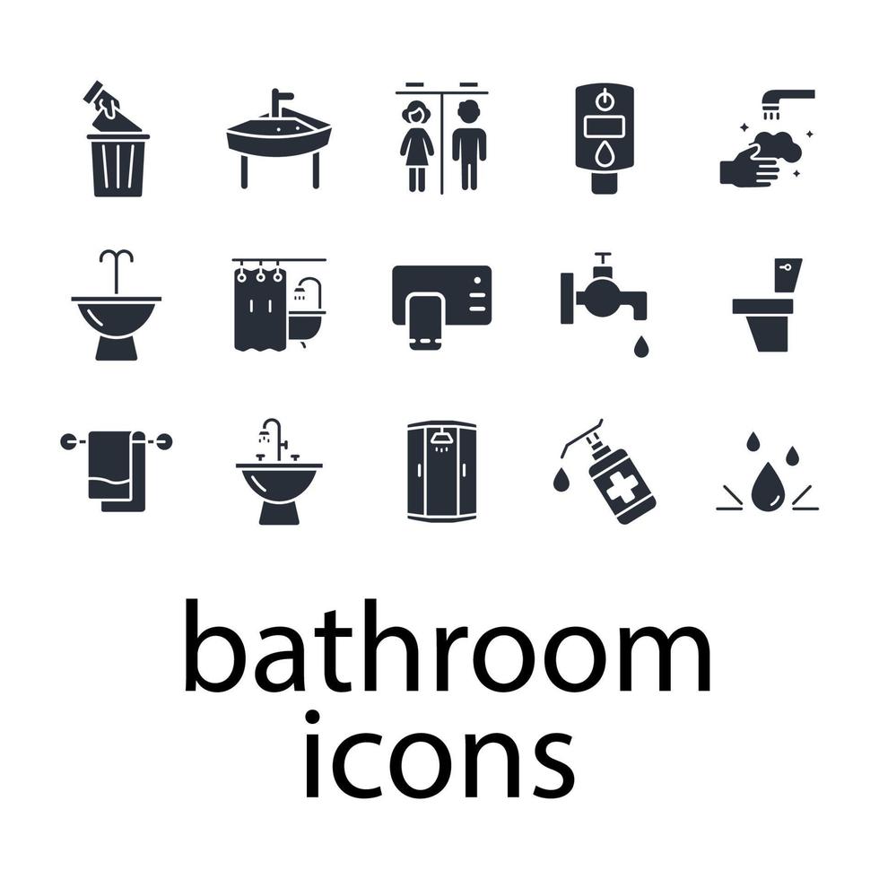 conjunto de iconos de baño. elementos de vector de símbolo de paquete de baño para web de infografía