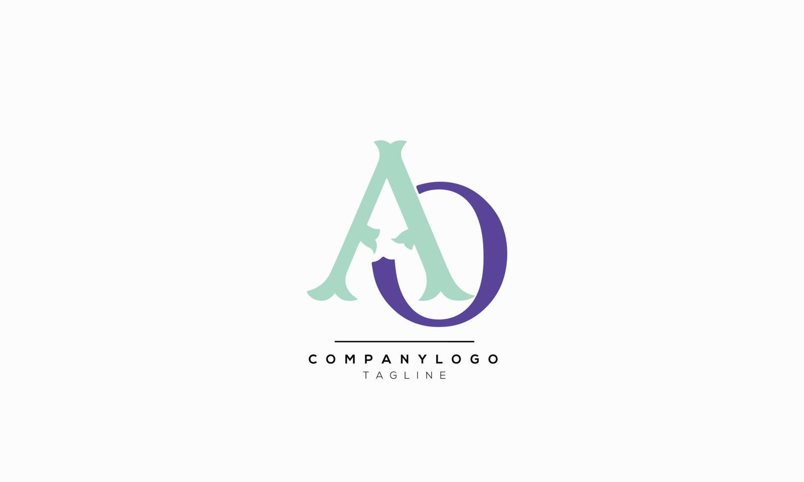 WebAlphabet letters Initials Monogram logo AO, AO INITIAL, AO letter vector