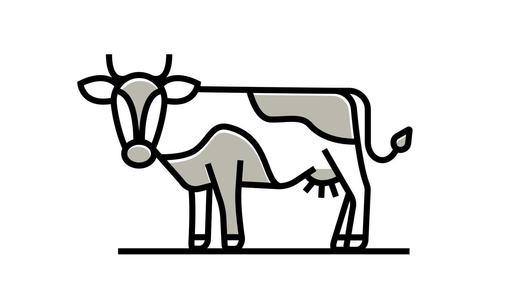 icono de línea de vaca. plantilla de diseño de logotipo. Ilustración de vector de animales de granja sobre fondo blanco, aislado. vector