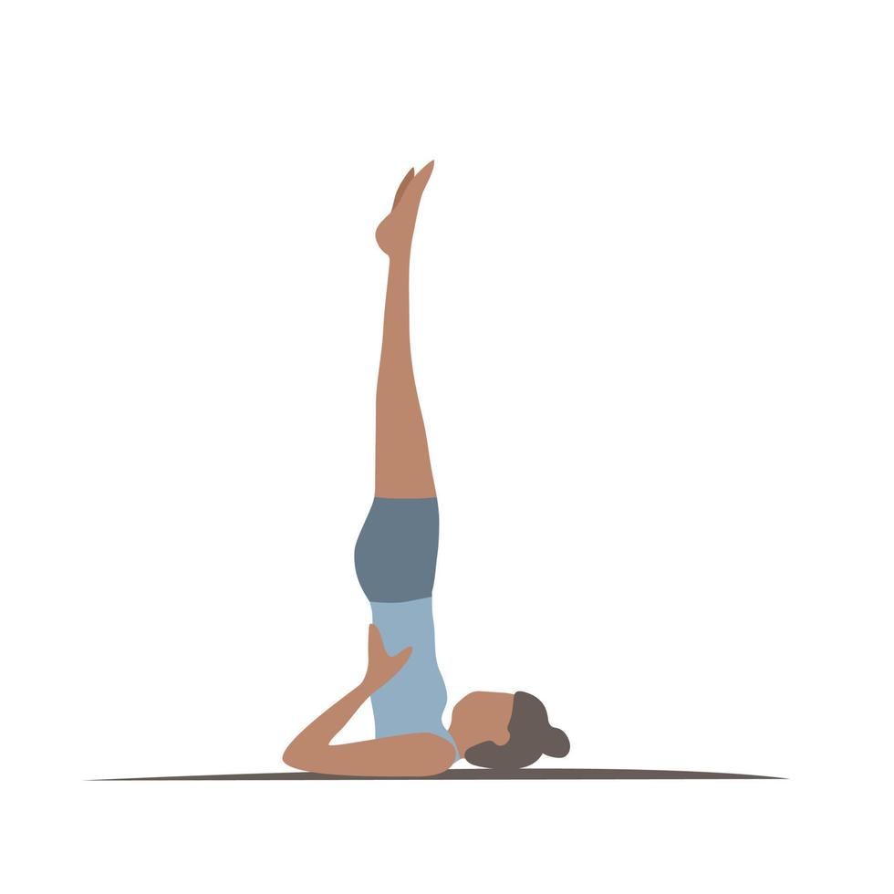 la mujer está haciendo ejercicios de flexibilidad. pilates yoga gimnasia atlética. concepto de bienestar. deporte estilo de vida saludable. simplemente formas planas. ilustración vectorial sobre fondo blanco aislado vector