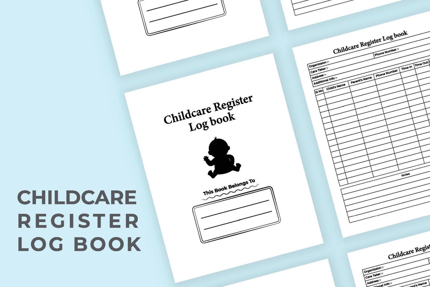 Childcare register log book interior. Child information and medical record tracker template. Interior of a journal. Childcare information and vaccine record notebook interior. vector