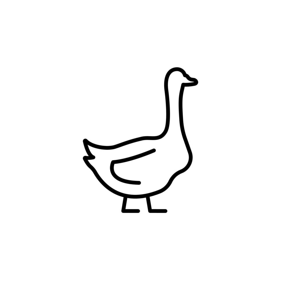 Goose icon vector illustration. Bird outline symbol. Goose flesh meat production, bird breeding. Poultry farm, animal husbandry