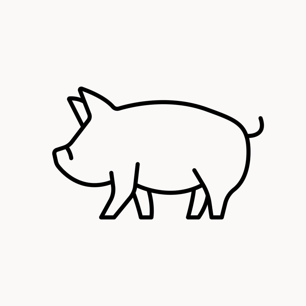 Pig line icon.  Hog outline symbol. Pork meat production, mammal breeding. Pig breeding farm, animal husbandry. Vector illustration.