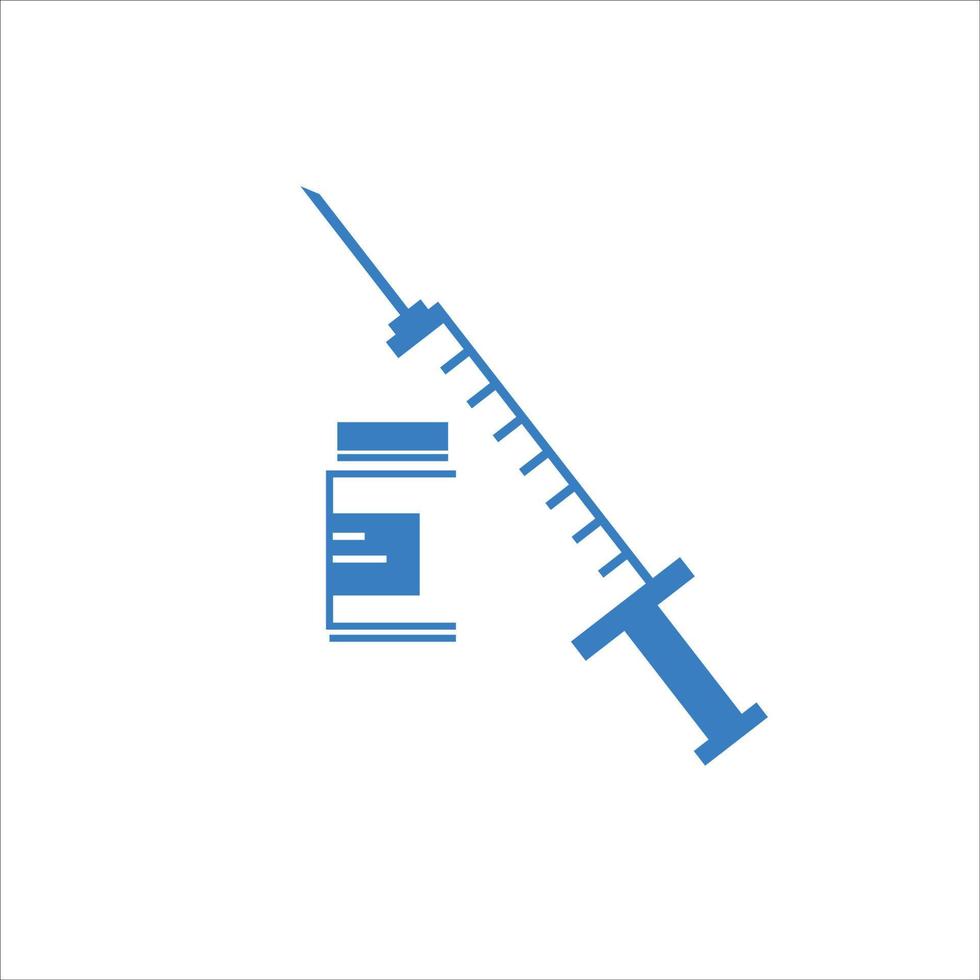 concepto de línea de coronavirus de vacunación. botella de vacuna y jeringa. vacunación contra la enfermedad covid-19. detener la pandemia del coronavirus. Ilustración vectorial sobre fondo blanco vector