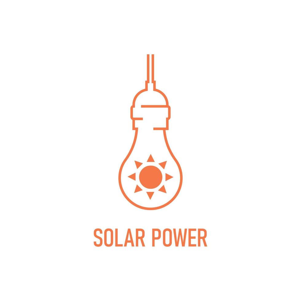 Solar power line icon concept. Bulb and sun energy. Alternative renewable energy symbol. Vector