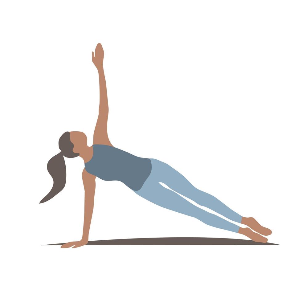 la mujer está haciendo ejercicios de flexibilidad. pilates yoga gimnasia atlética. concepto de bienestar. deporte estilo de vida saludable. simplemente formas planas. ilustración vectorial sobre fondo blanco aislado vector