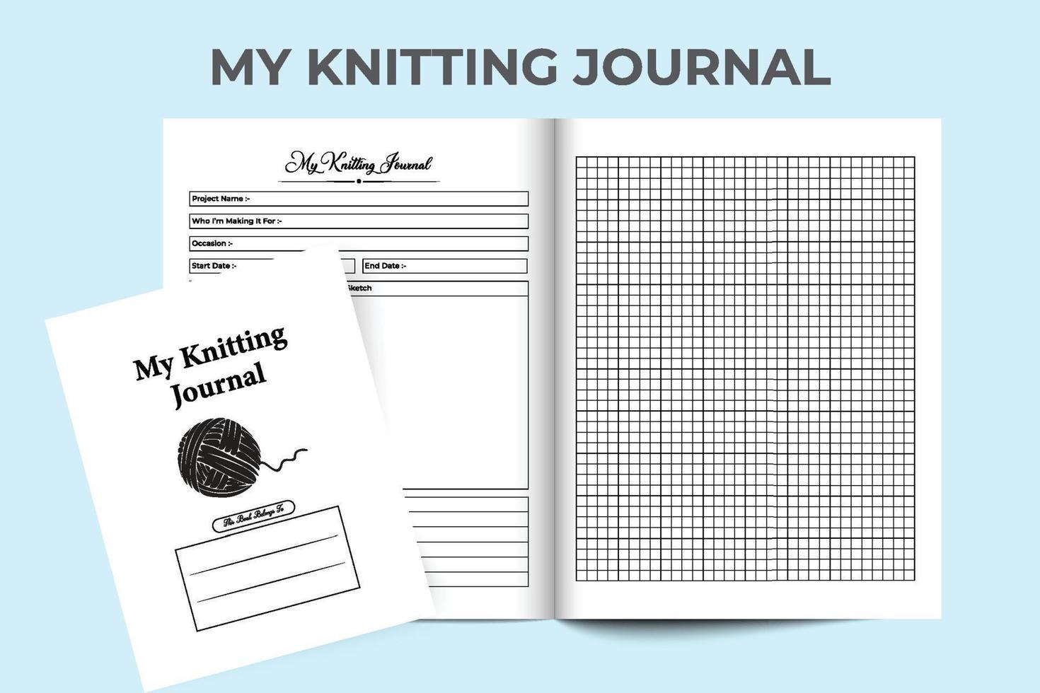 My knitting journal interior. Daily knitting information tracker 
