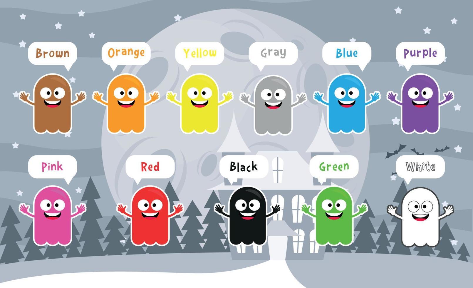 English colors learning page.  Poster  on English colors  for children. vector