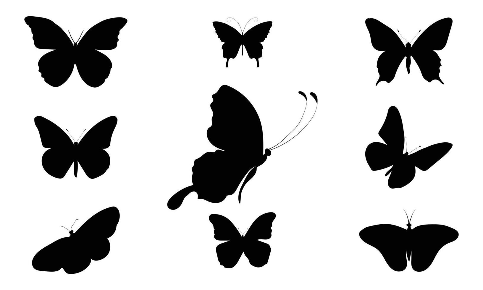 conjunto de silueta de mariposas. ilustración vectorial vector