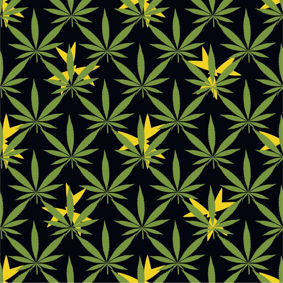 cannabis pattern seamless leaves nature on black background vector