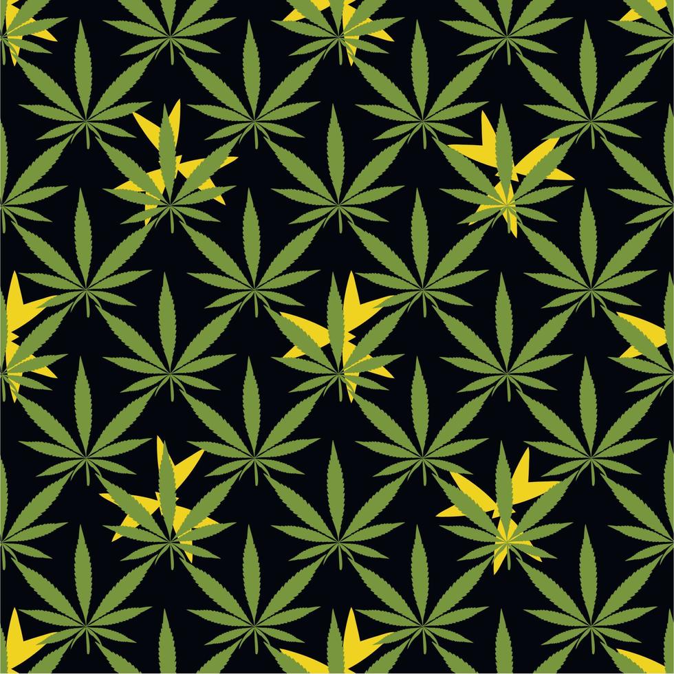 cannabis pattern seamless leaves nature on black background vector