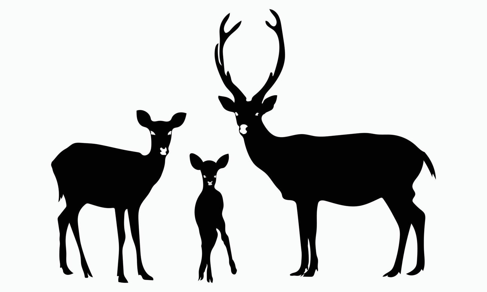 Collection of deer silhouettes set on white background vector