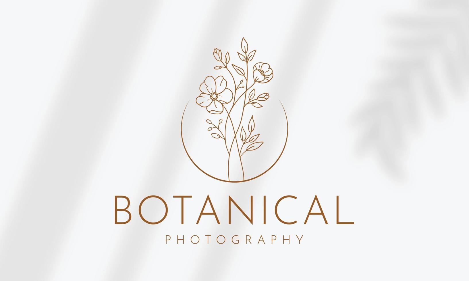 Botanical Floral element Hand Drawn Logo with Wild Flower and Leaves. Logo for spa and beauty salon, boutique, organic shop, wedding, floral designer, interior, photography, cosmetic. vector