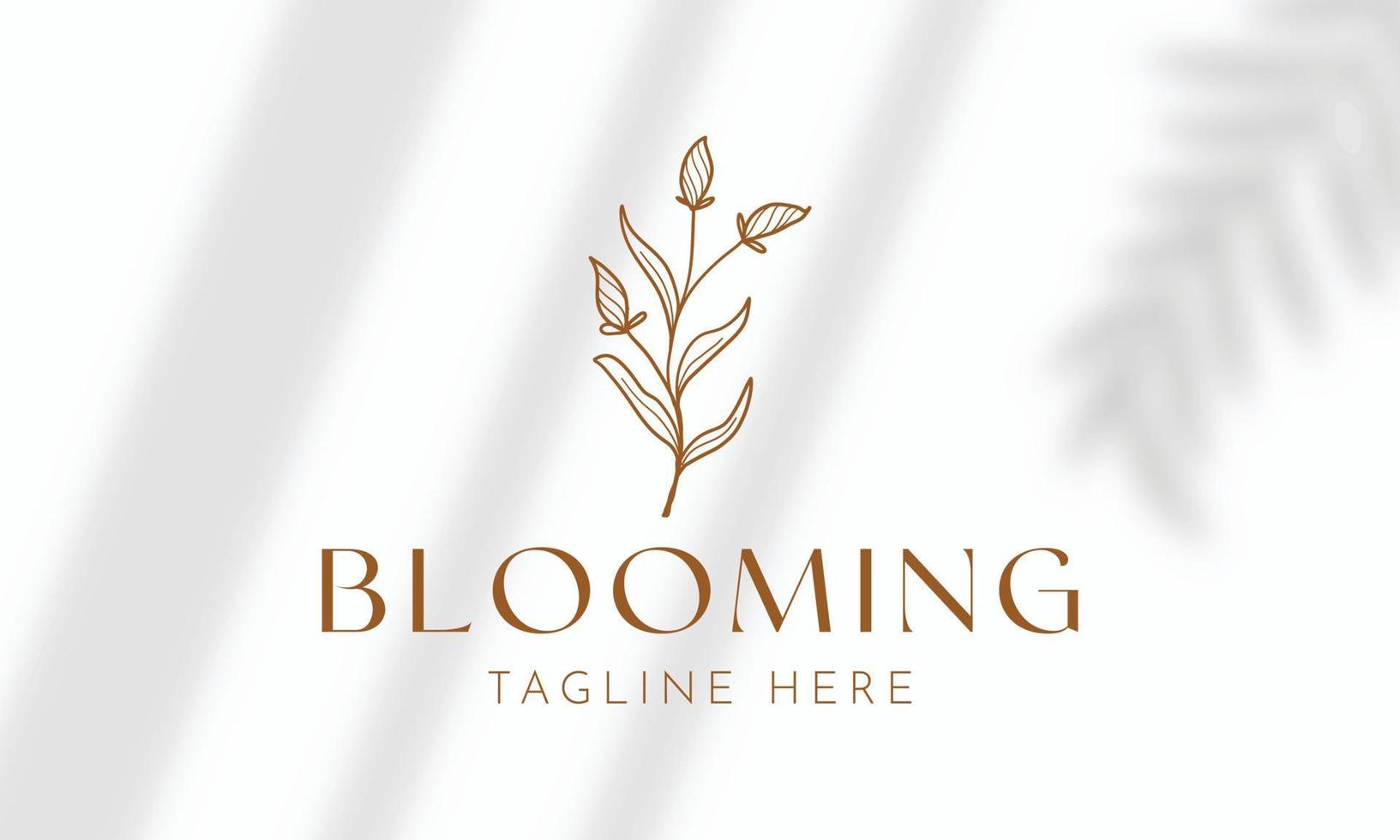 logotipo dibujado a mano con elementos florales botánicos con flores silvestres y hojas. logo para spa y salón de belleza, boutique, tienda orgánica, boda, diseñador floral, interior, fotografía, cosmética. vector