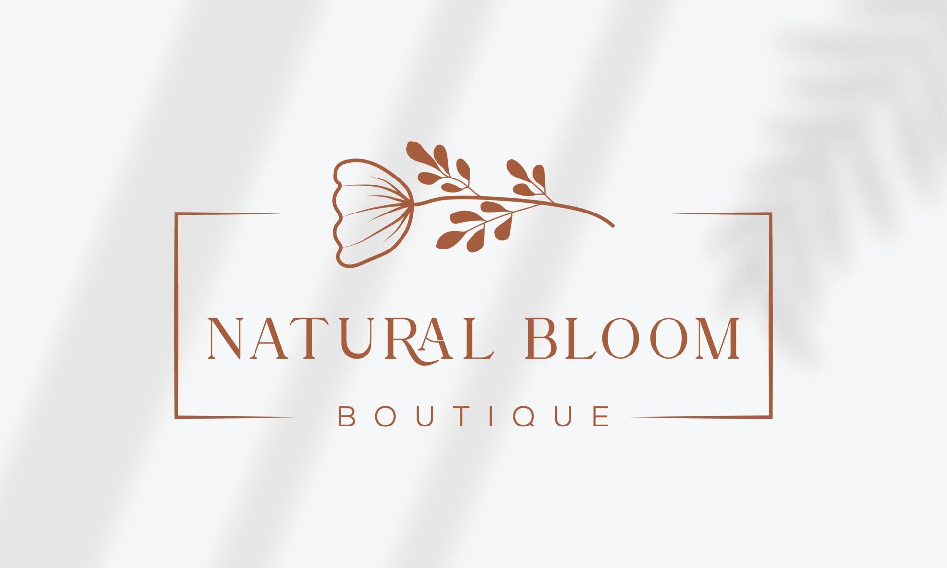 Botanical Floral element Hand Drawn Logo with Wild Flower and Leaves