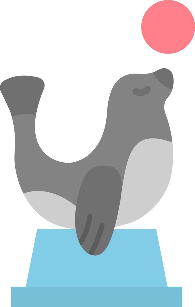 Sea Dog Performing Flat Color Icon vector