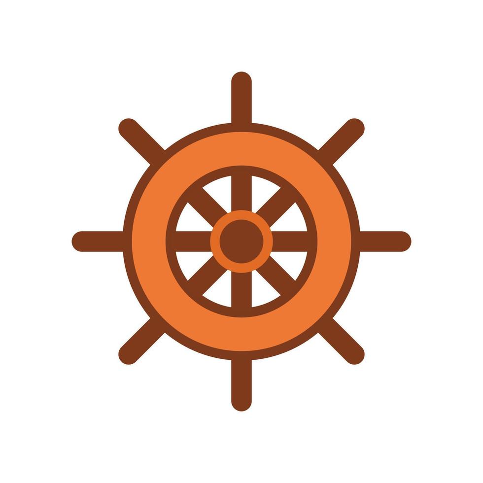 icono de color plano de rueda de barco vector