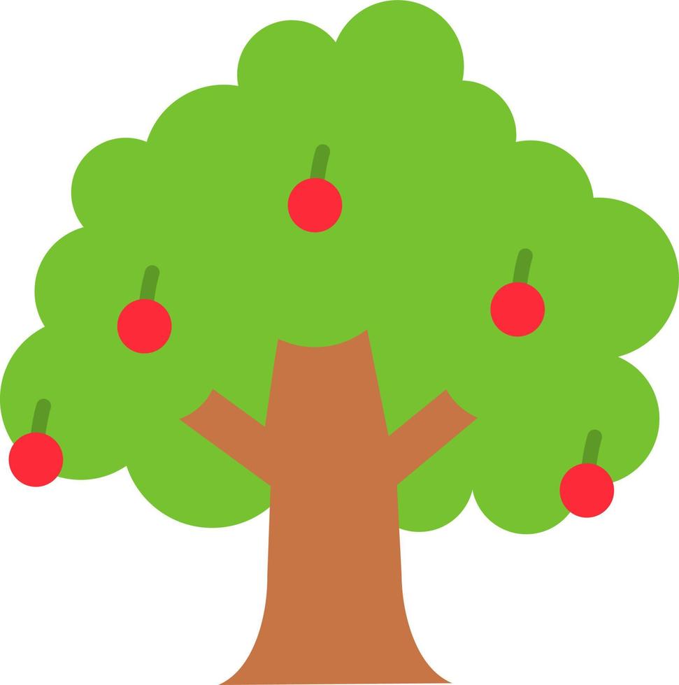 icono de color plano de árbol frutal vector