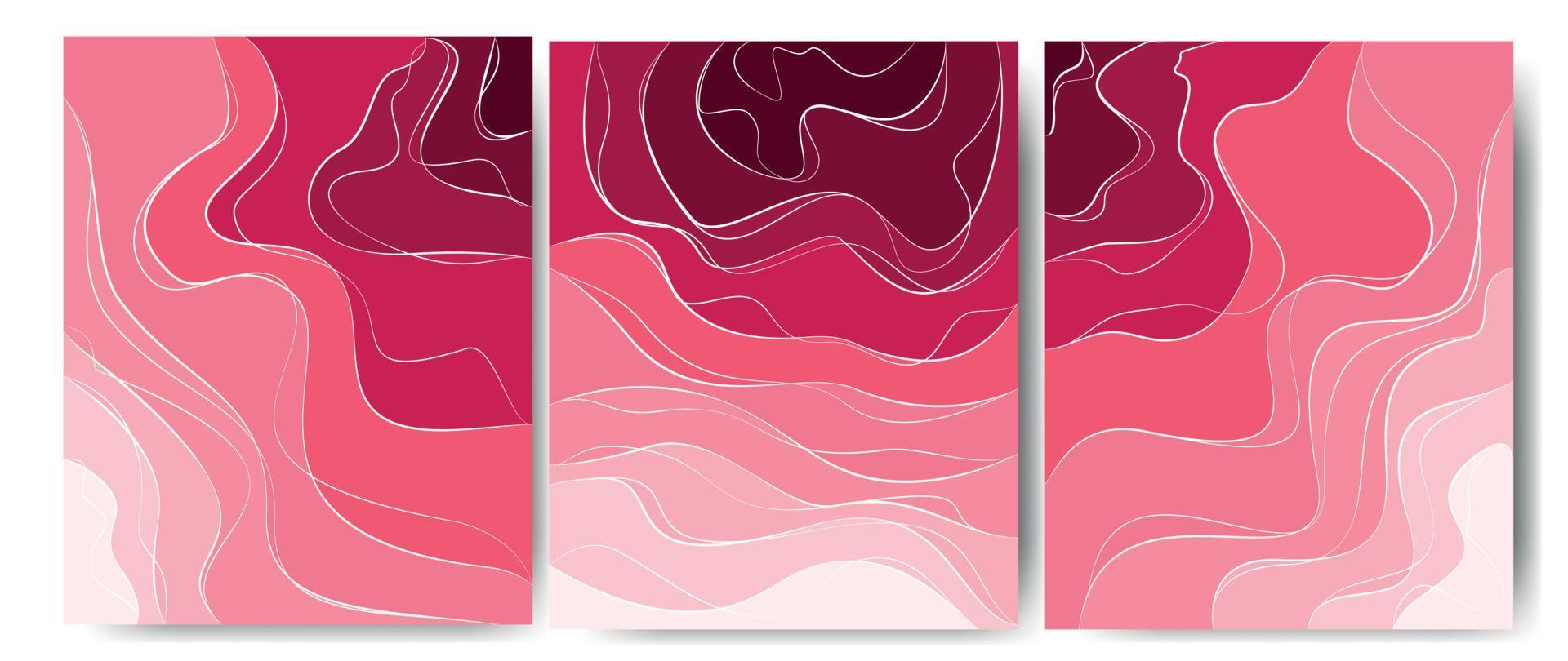 Elegant background with wave line white elements on pink shade. 3d paper cut. Vector illustration for design. An amazing rose.