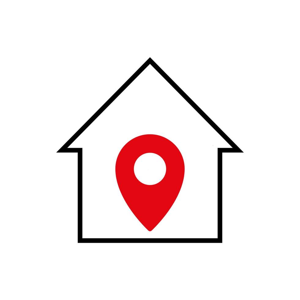 home with location pin icon vector