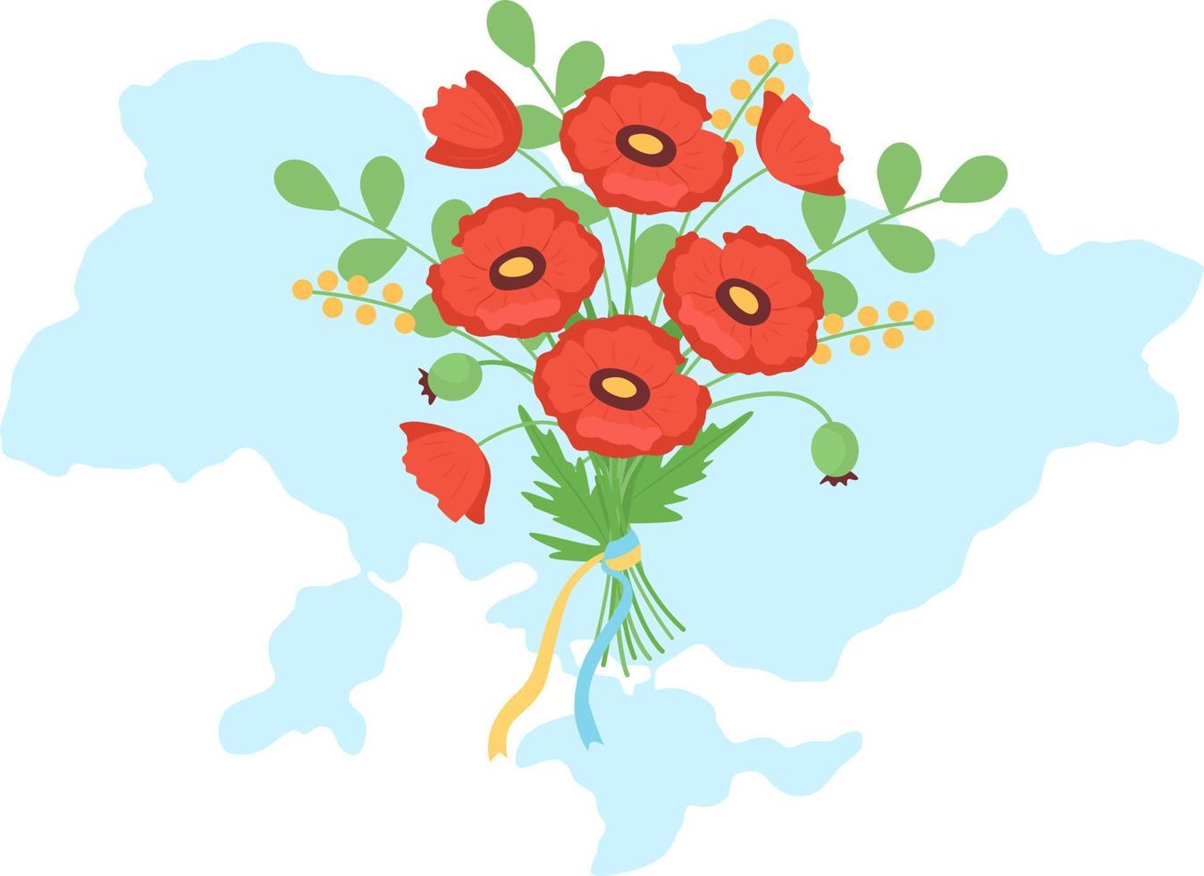 Memorial day in Ukraine 2D vector isolated illustration