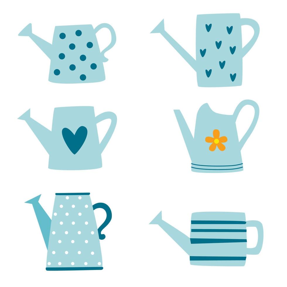 Set of watering cans. Vector illustration