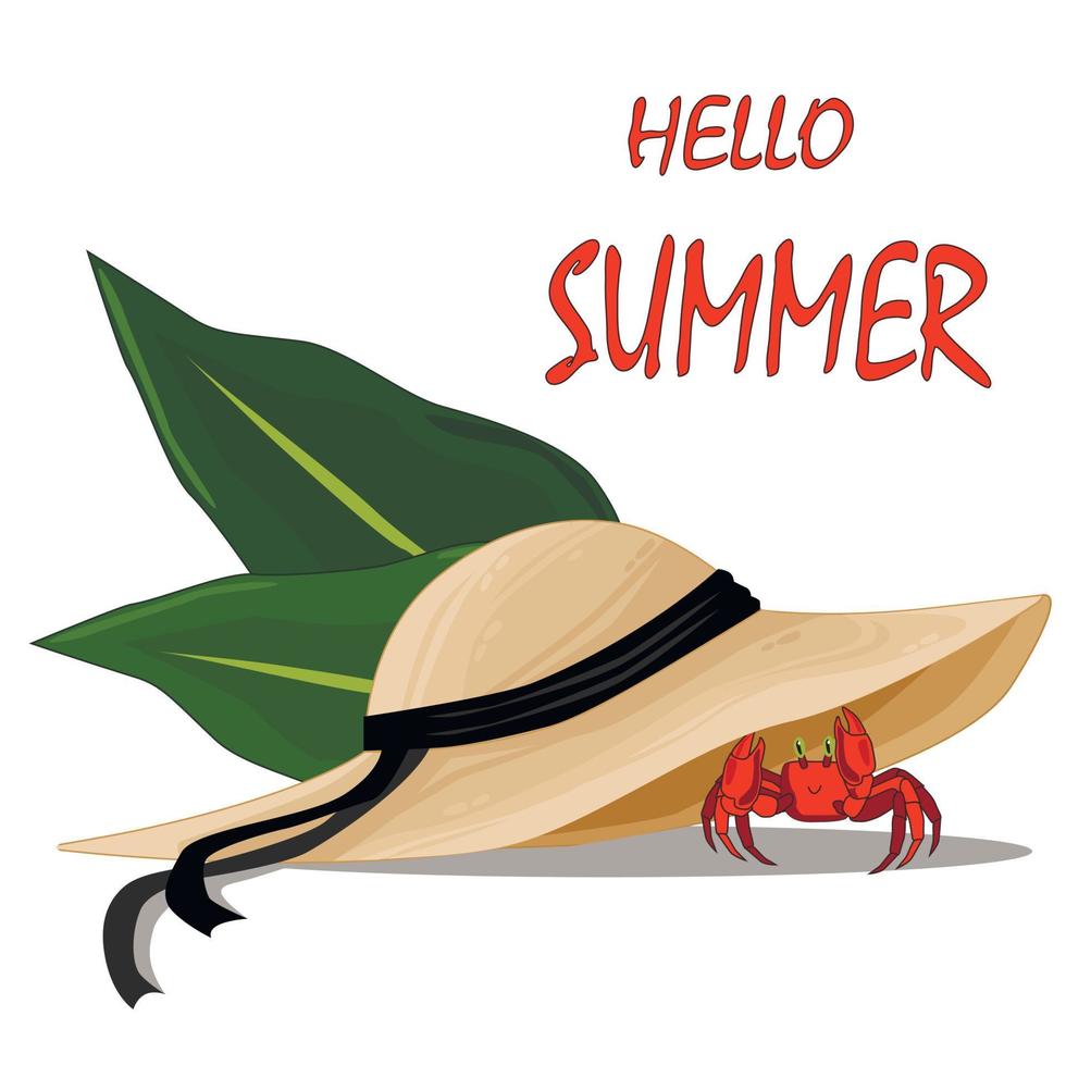 Summer banner with Hello Summer lettering. Happy colorful concept for Summer Season. vector