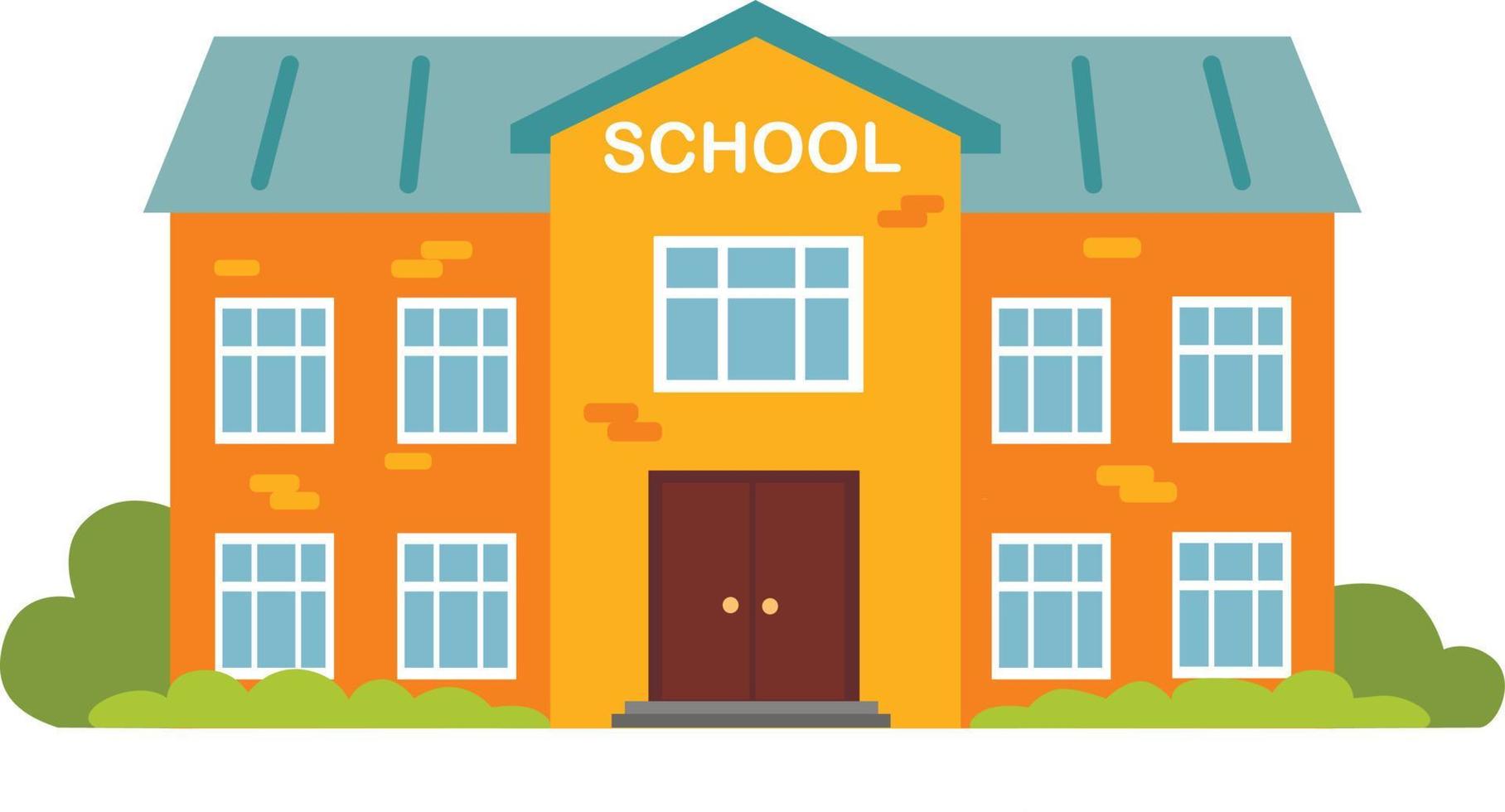 School building in flat style. Modern school, college building. Vector illustration