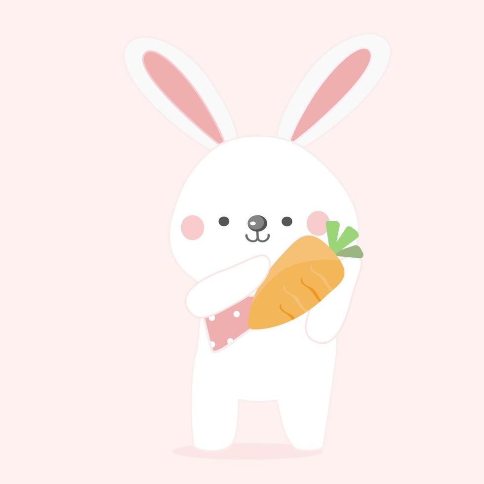 lindo personaje de dibujos animados de conejo. vector