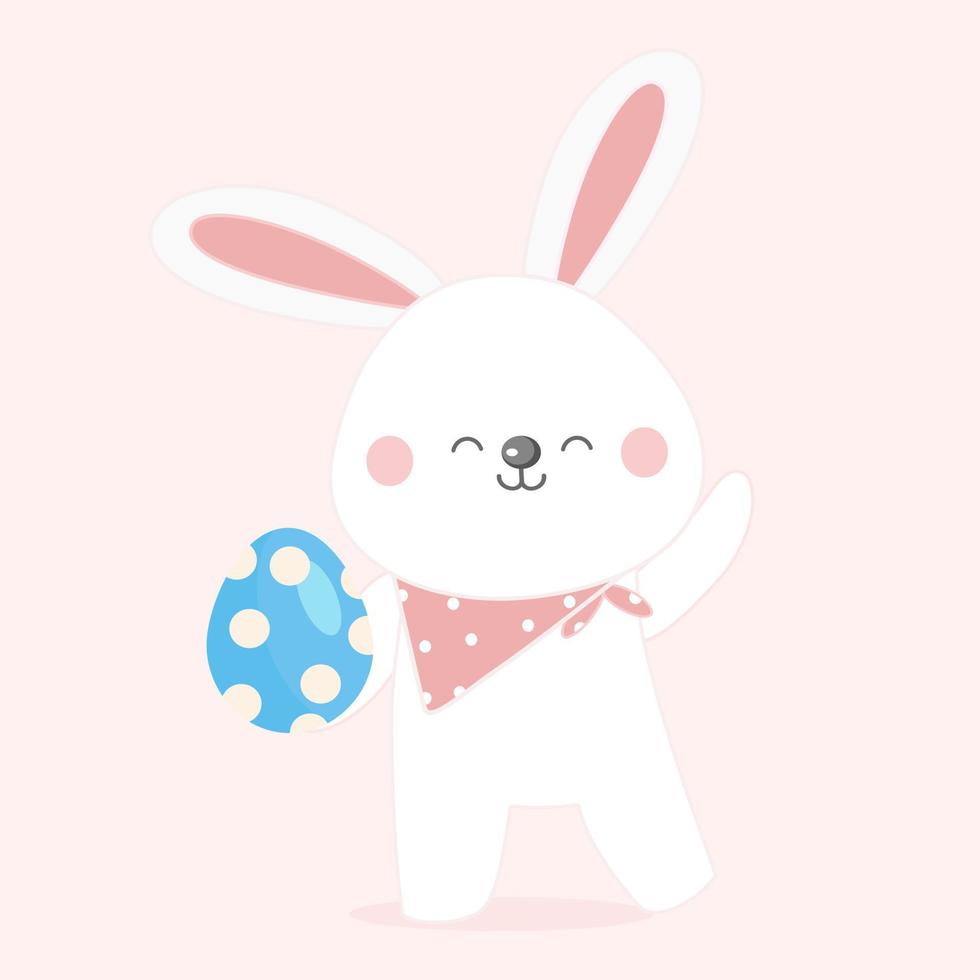 Easter bunny with egg cute rabbit. vector