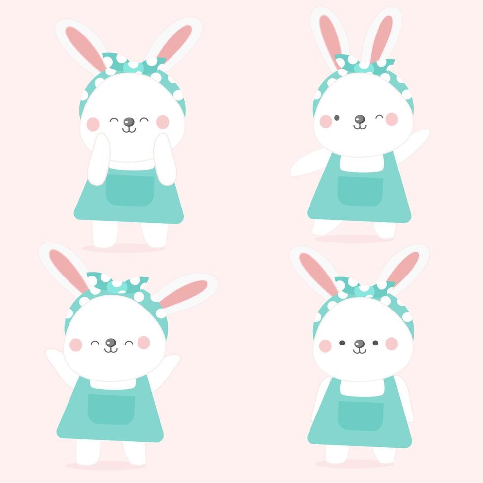 Set cute rabbit. vector