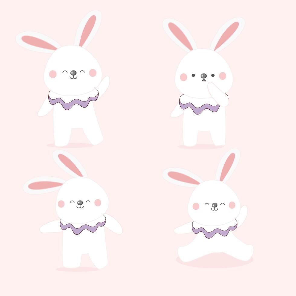 personaje de dibujos animados lindo conejito de Pascua. vector