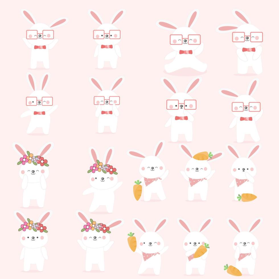 Easter bunny cute rabbit cartoon character. vector