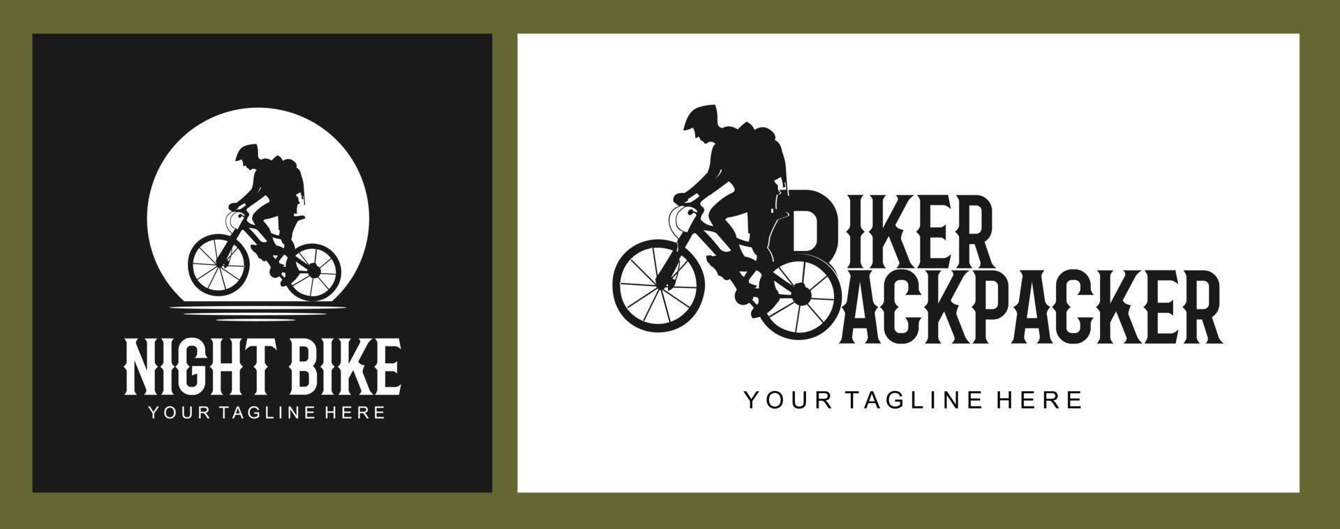logo illustration male silhouette riding a bicycle vector