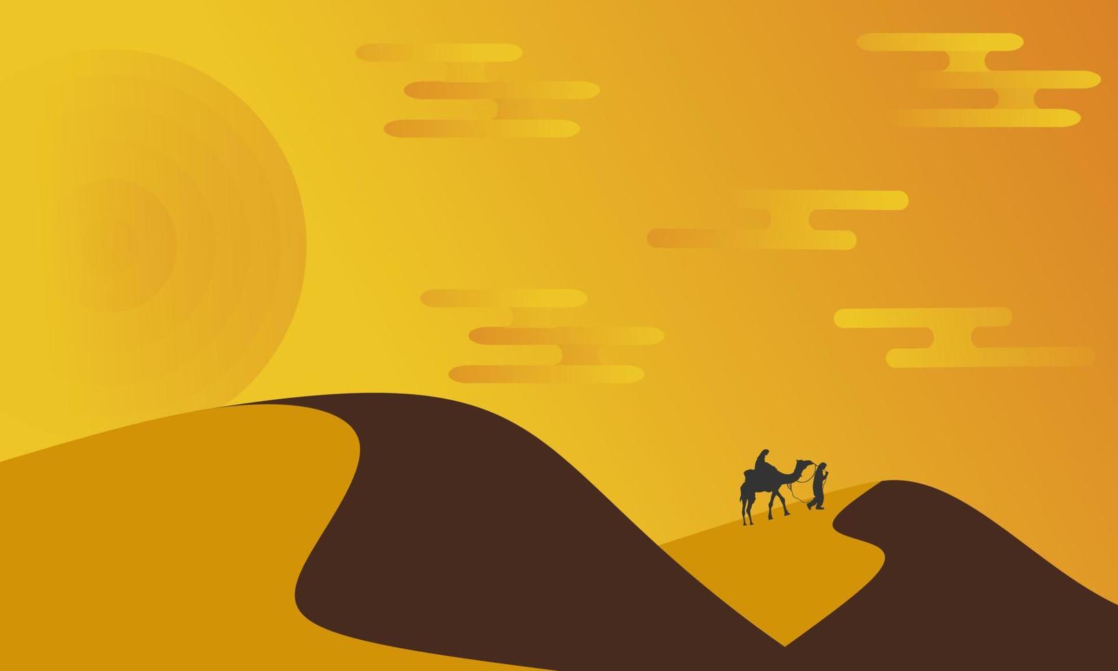 illustration of desert in the afternoon with flat design. suitable for posters and wallpapers vector