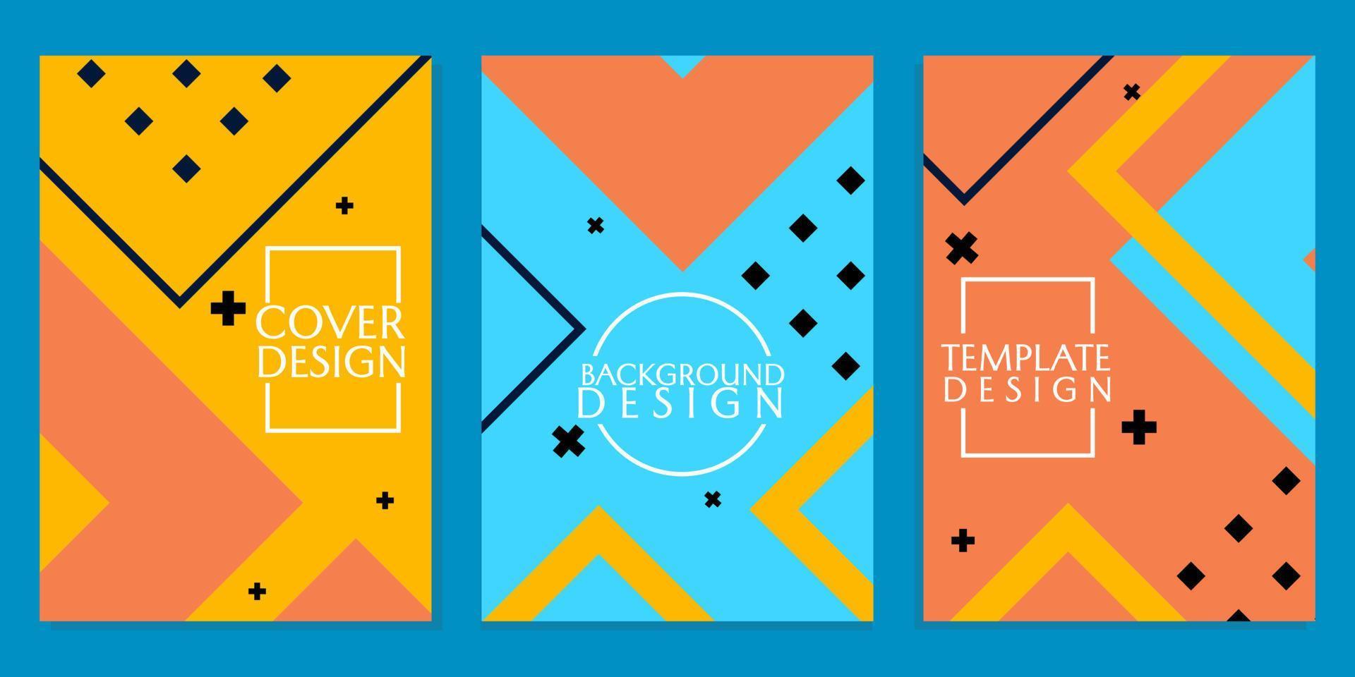 set of geometric abstract style cover designs. trendy and modern memphis backgrounds. perfect for book covers vector