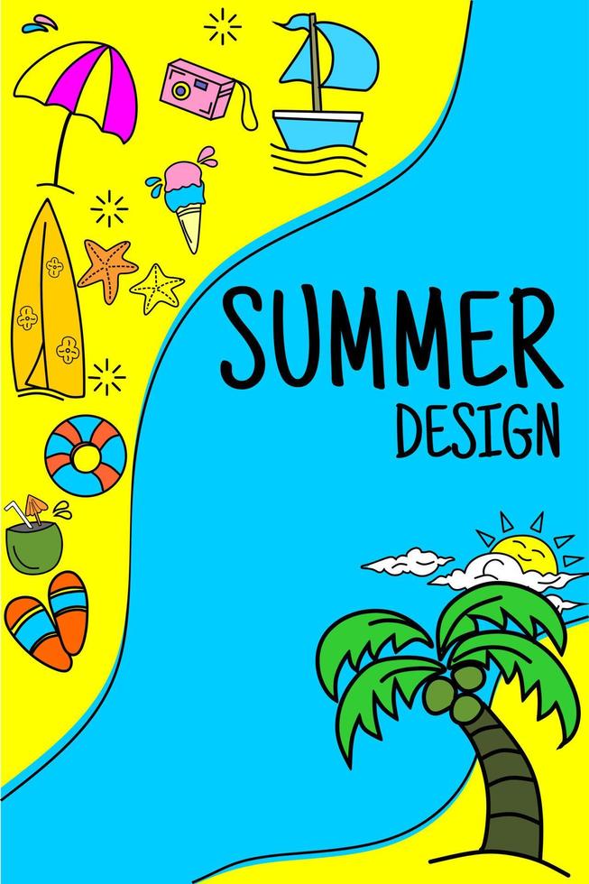 cartel temático de verano con diseño plano. adecuado para su uso en publicidad de verano vector