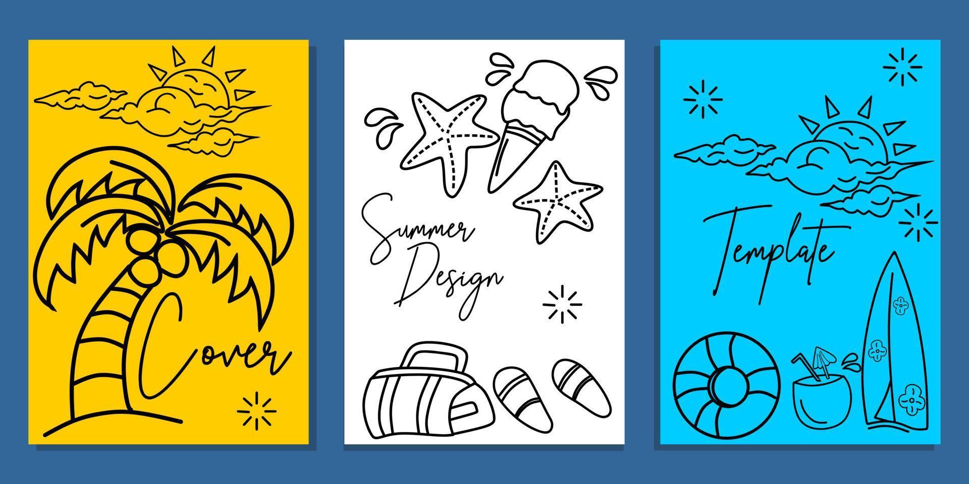 set cover with summer icon elements. used for book covers, magazines, invitations vector